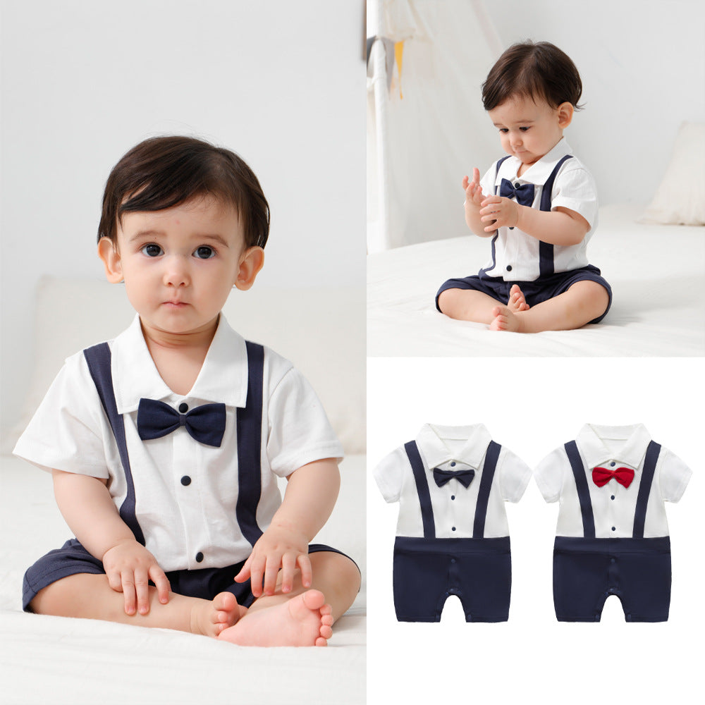 Baby Summer Gentleman Cotton Romper (0–12 Months)