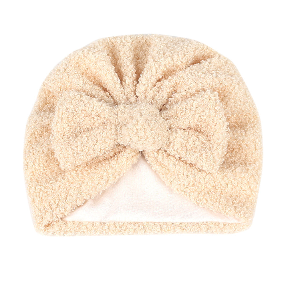 Imported 1 Pc Baby Kids Warm Winter Baby Turban Cap Knitted Hat 3D Bow Children Woolen Hat for 0-3 Years