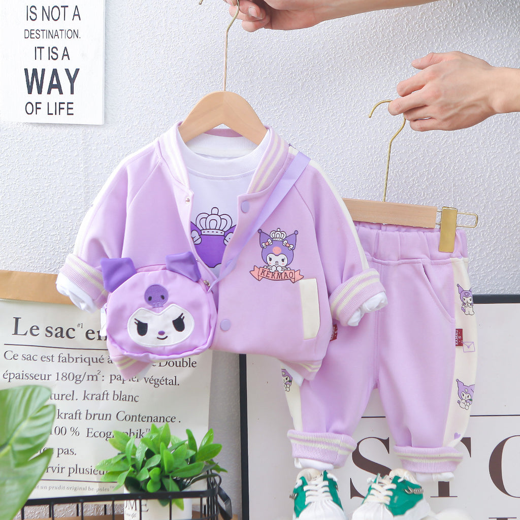 Imported Baby Girls Four-Piece Cute Crown Princess Dress with Shoulder Bag for 6 Months – 4 Years