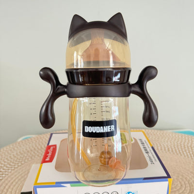 Imported PPSU Plastic Baby Feeder with Cat Style Cap and Handle with Mother Resemblance Nipple 350ml - 12oz