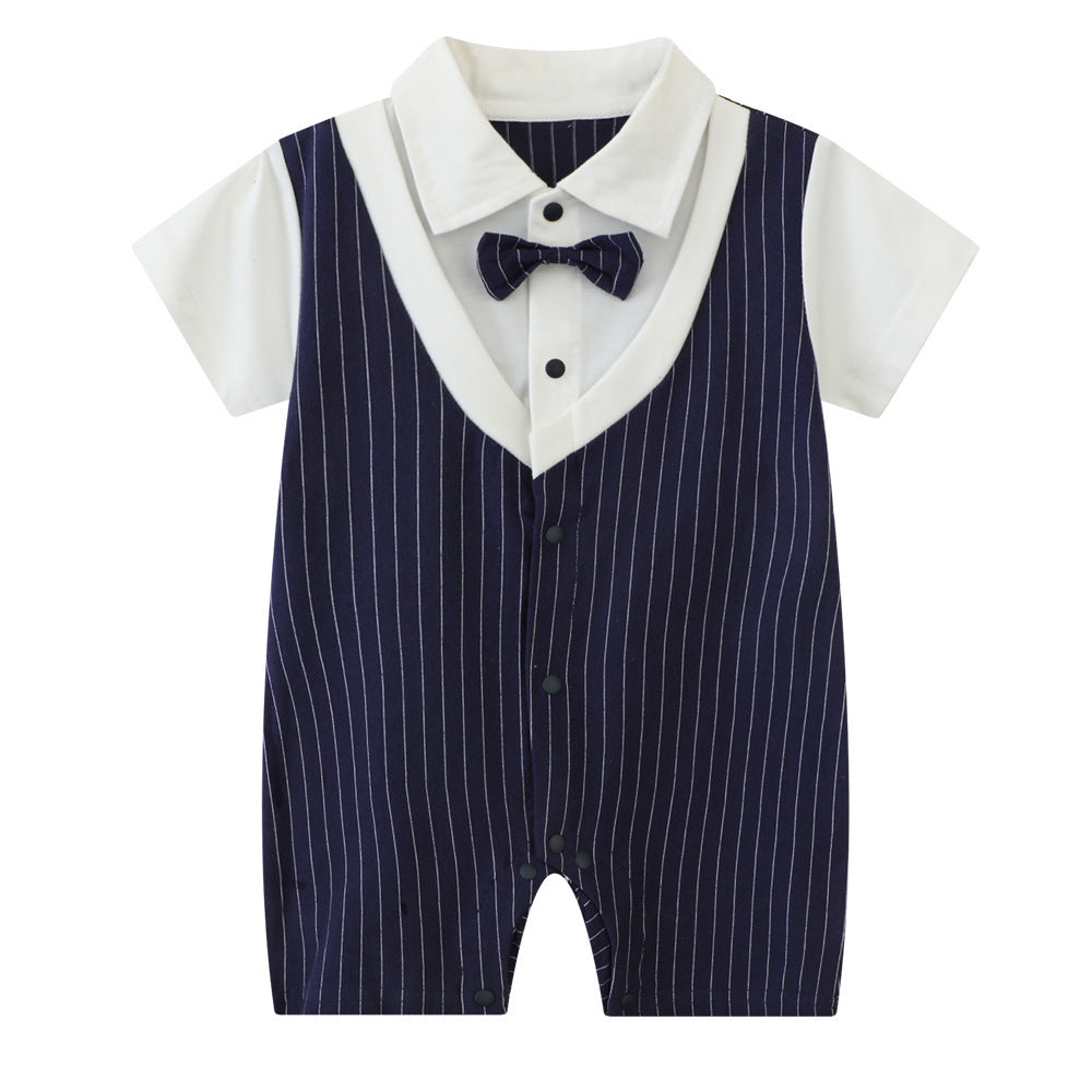 Baby Summer Korean Style Gentleman Cotton Romper (0–18 Months)