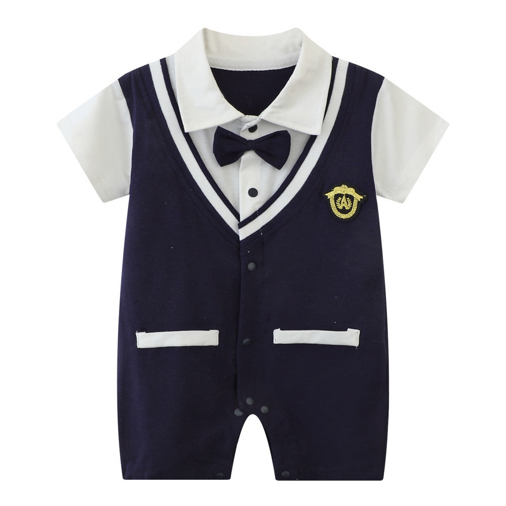 Baby Summer Korean Style Gentleman Cotton Romper (0–18 Months)