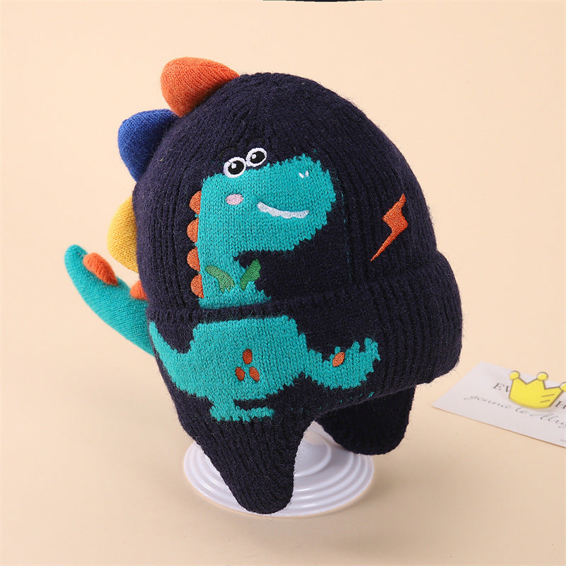 Imported Baby 3D Dino Winter Cap | Soft Woolen Hat for 0–3 Years