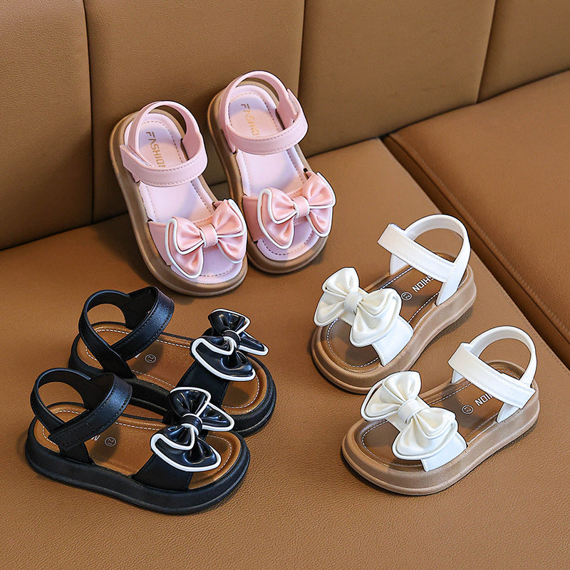 Imported Luxury Princess Bow Sandals for Girls – Soft Sole Non-Slip Summer Kids Shoes (1–5 Years)