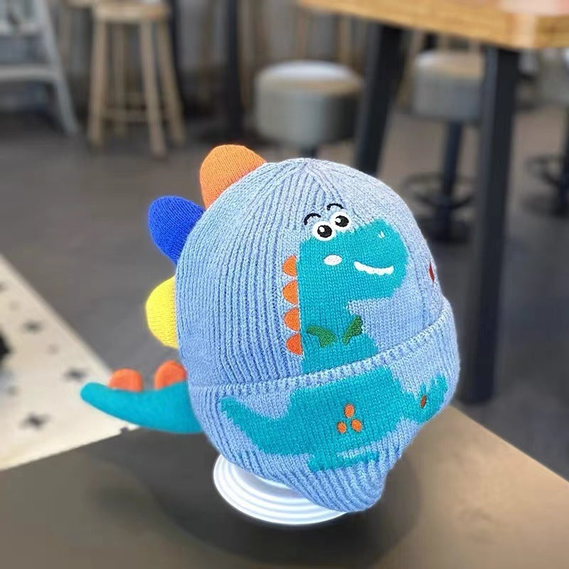 Imported Baby 3D Dino Winter Cap | Soft Woolen Hat for 0–3 Years