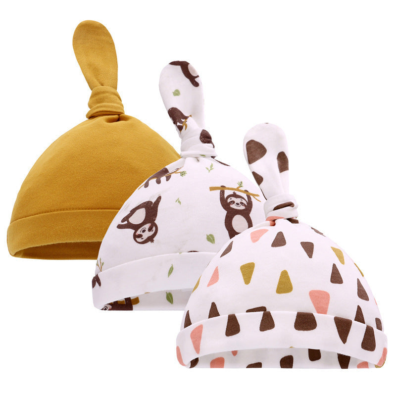 Imported Baby Pack of 3 Knot Cute Caps Hat for 0-6 Months
