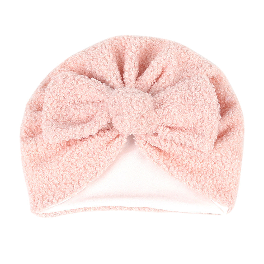 Imported 1 Pc Baby Kids Warm Winter Baby Turban Cap Knitted Hat 3D Bow Children Woolen Hat for 0-3 Years