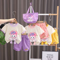 Imported Baby Girl Summer 3-Piece Cartoon Outfit with Bag (6 Months –4 Years)