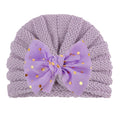 Imported 1 Pc Baby Kids Warm Winter Baby Turban Cap Knitted Hat Bow Children Woolen Hat for 0-3 Years