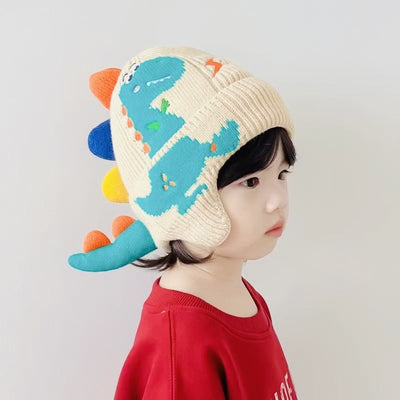 Imported Baby 3D Dino Winter Cap | Soft Woolen Hat for 0–3 Years