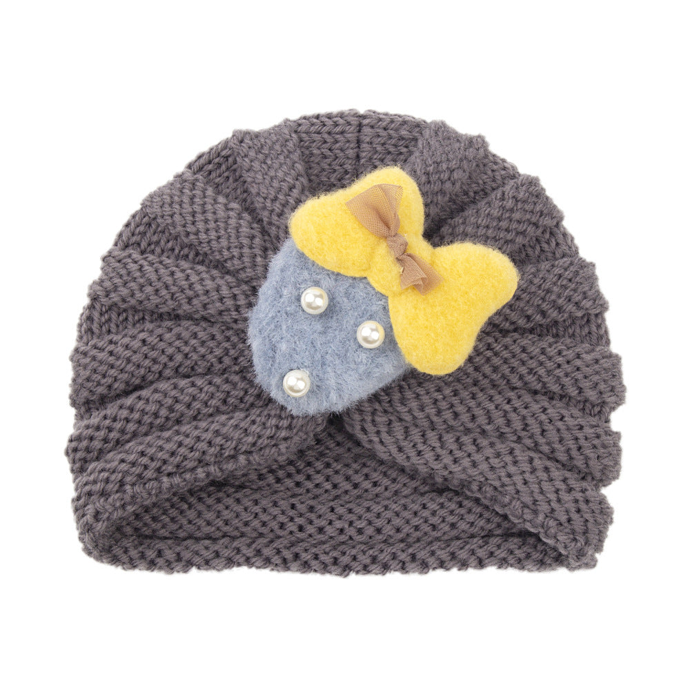 Imported 1 Pc Baby Kids Warm Winter Baby Turban Cap Knitted Hat Bow 3D Strawberry Children Woolen Hat for 0-3 Years