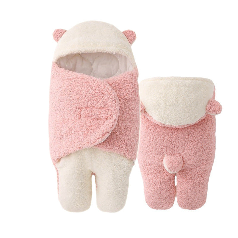Imported Winter Baby Sleeping Bag Flannel Swaddle Wrap with Legs and Hood Receiving Blanket Sleeping Bag for 0-9 Months
