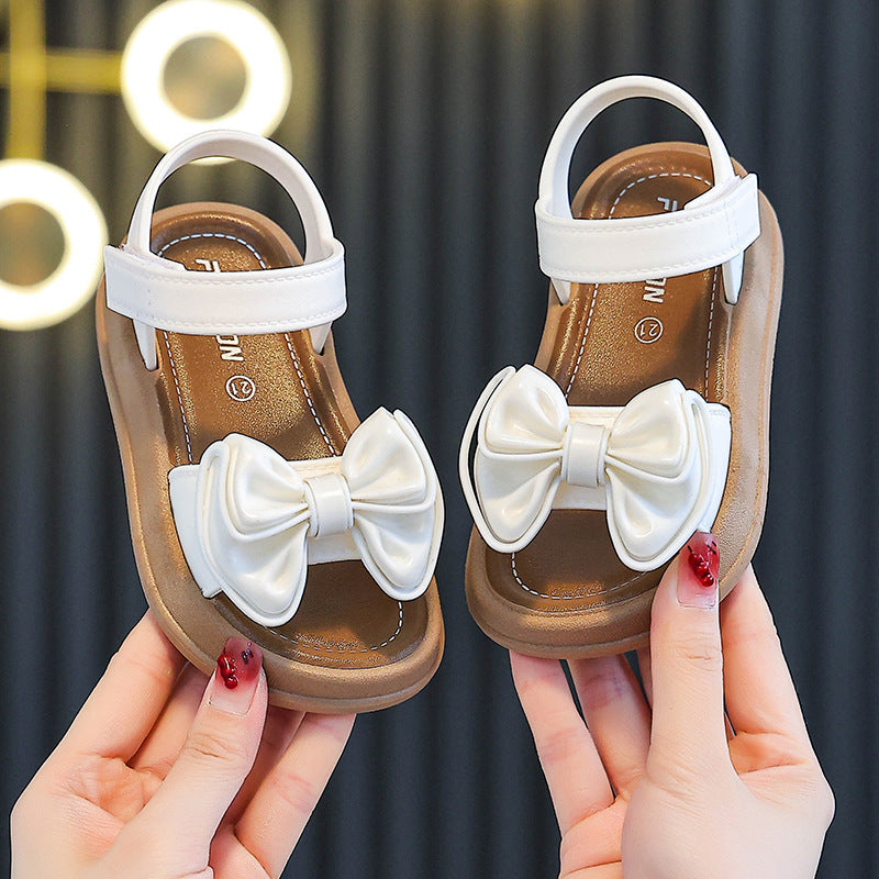 Imported Luxury Princess Bow Sandals for Girls – Soft Sole Non-Slip Summer Kids Shoes (1–5 Years)