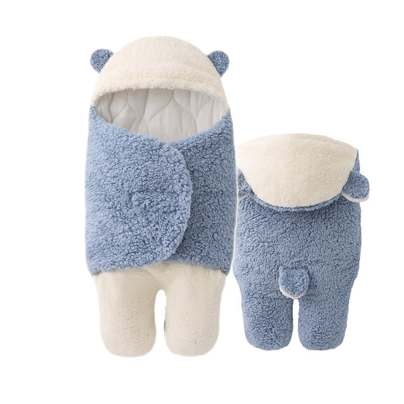 Imported Winter Baby Sleeping Bag Flannel Swaddle Wrap with Legs and Hood Receiving Blanket Sleeping Bag for 0-9 Months