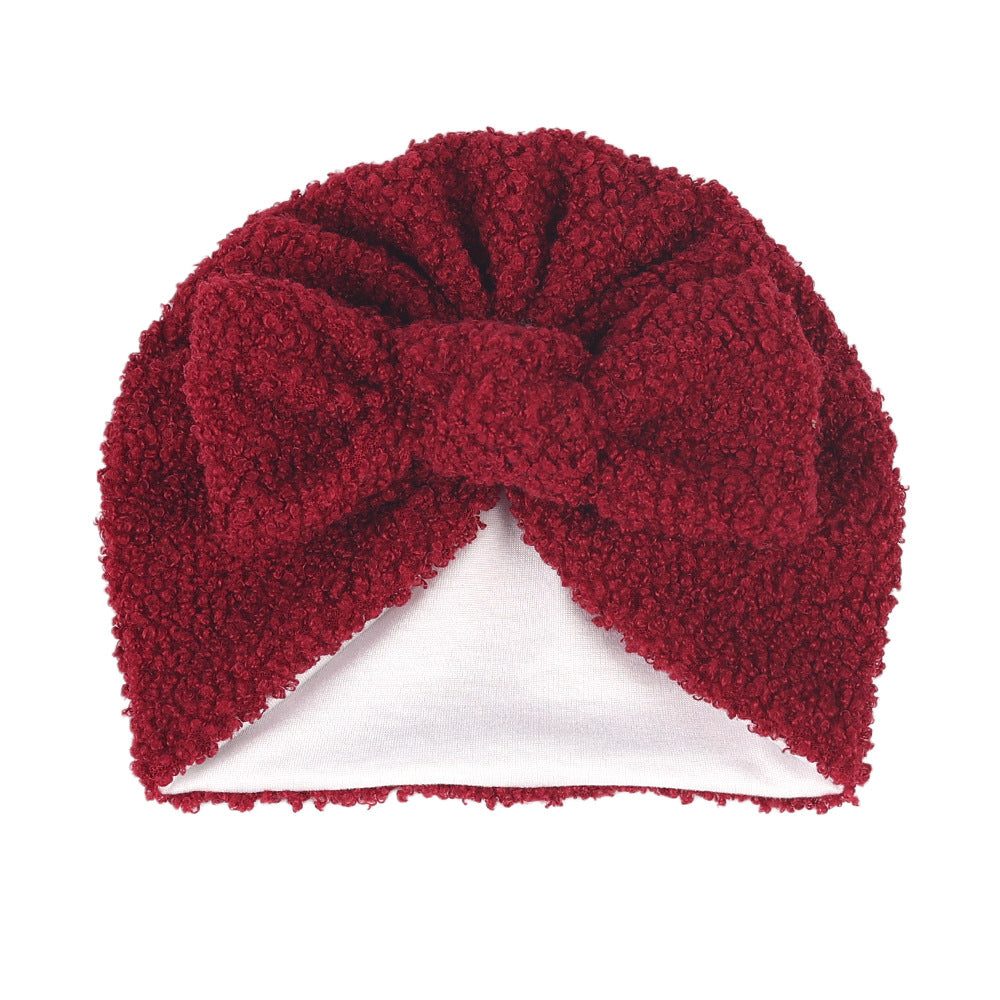 Imported 1 Pc Baby Kids Warm Winter Baby Turban Cap Knitted Hat 3D Bow Children Woolen Hat for 0-3 Years