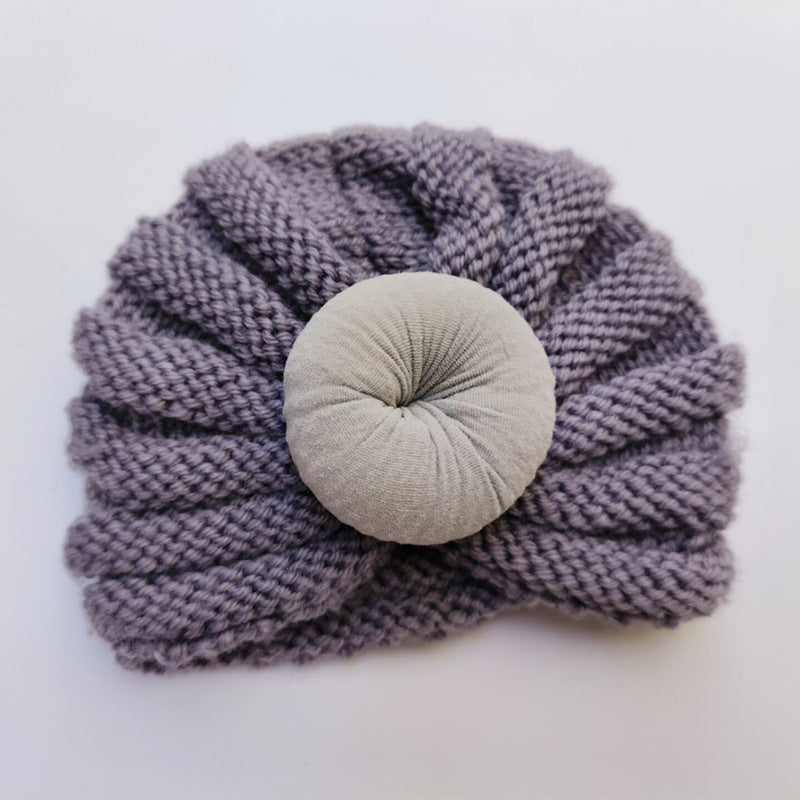 Imported 1 Pc Baby Kids Warm Winter Baby Turban Cap Donut Knitted Hat Bowknot Children Woolen Hat for 0-24 Months