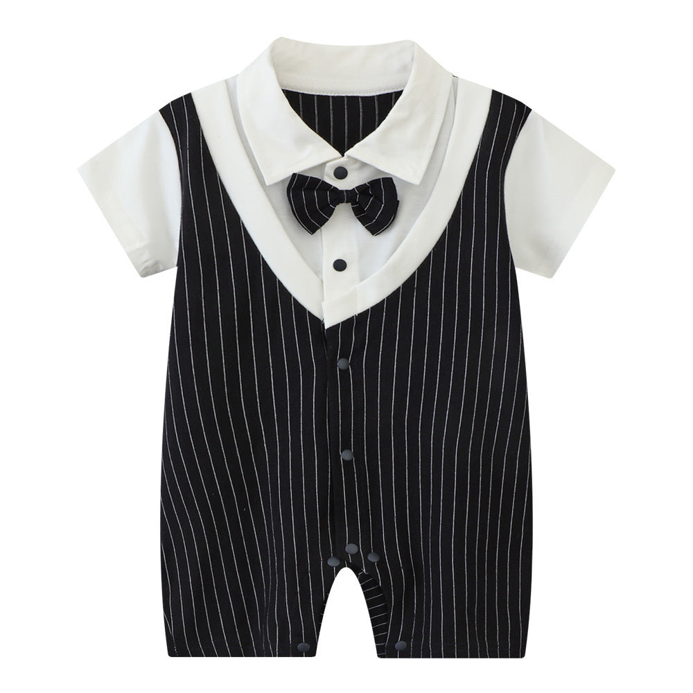 Baby Summer Korean Style Gentleman Cotton Romper (0–18 Months)