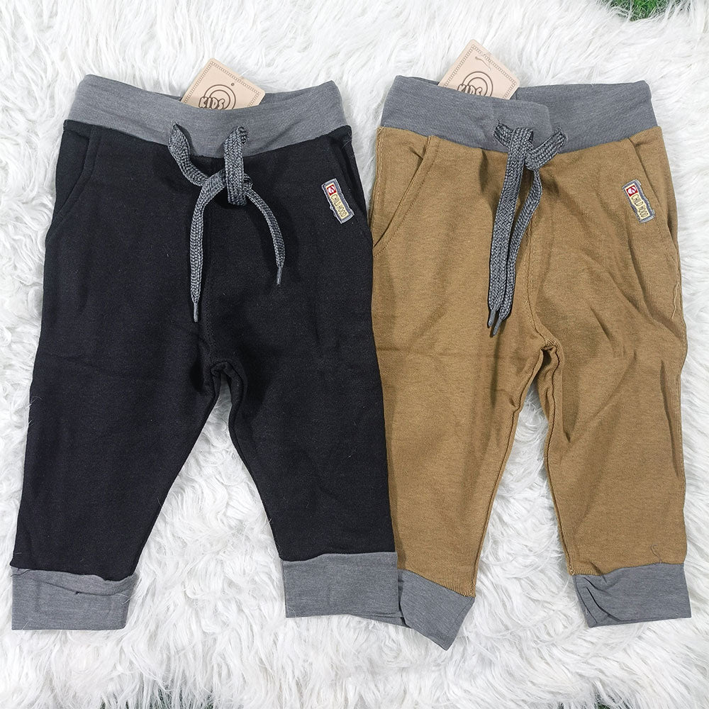Baby Kids Cotton Trousers – Pack of 2 | Soft & Breathable Pants for Boys & Girls (0–3 Years)