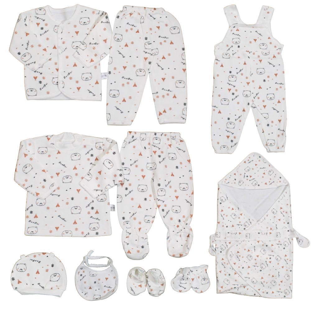 Imported Newborn Cute Bear Baby Set 11 Pcs Full Sleeves Winter Starter Set for 0-6 Months