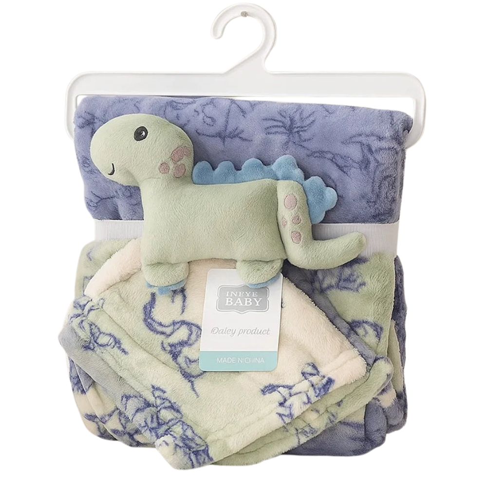 Imported Baby Super Soft Baby Blanket with Plush Toy Attached Face Towel Gift Set