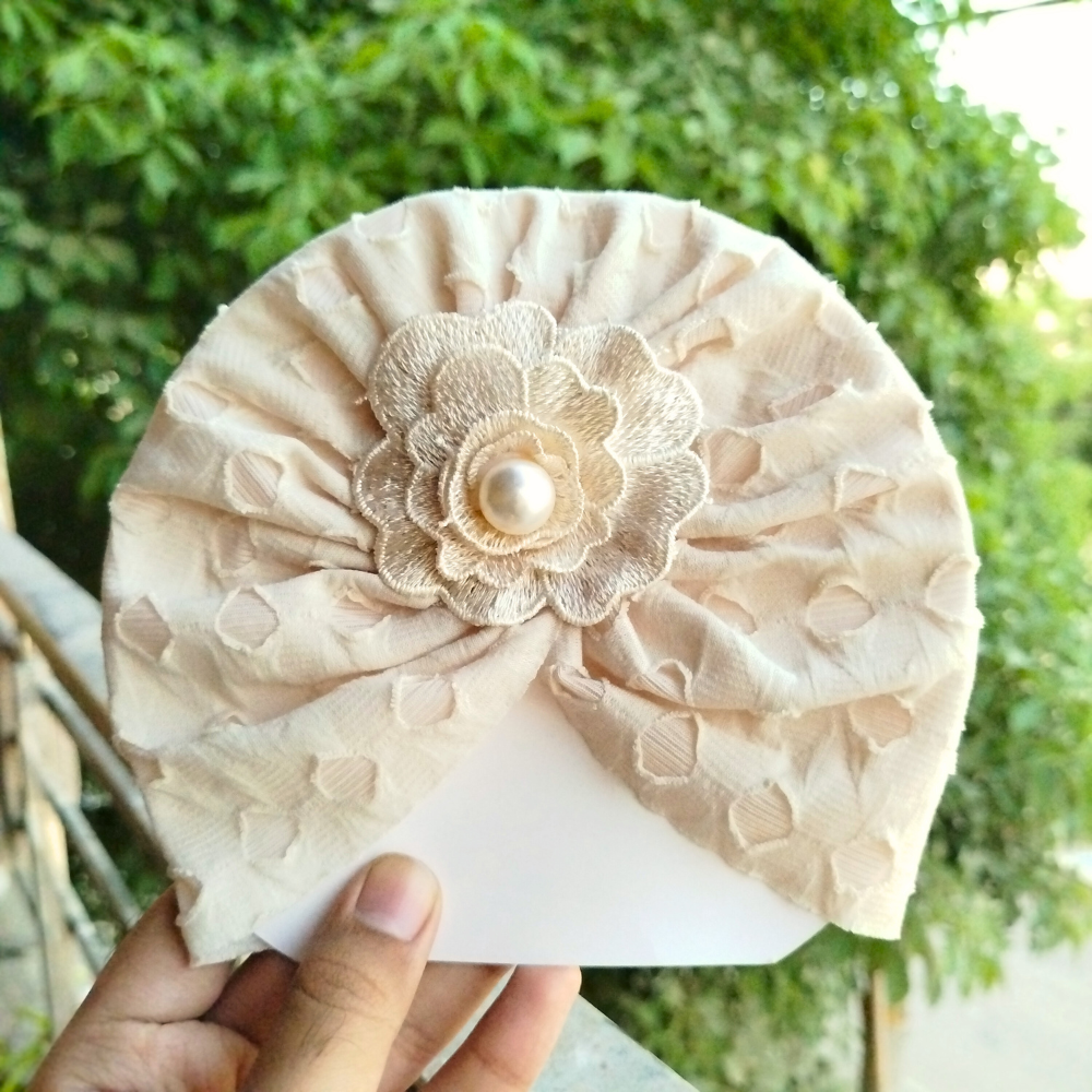Imported 1 Pc Baby Kids Baby Summer Turban Super Soft Flower Pearl Children Hat for 0-3 Years