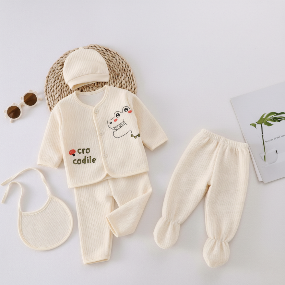 Newborn Baby 5 Pcs Winter Starter Set – Warm & Soft Outfit for 0–4 Months