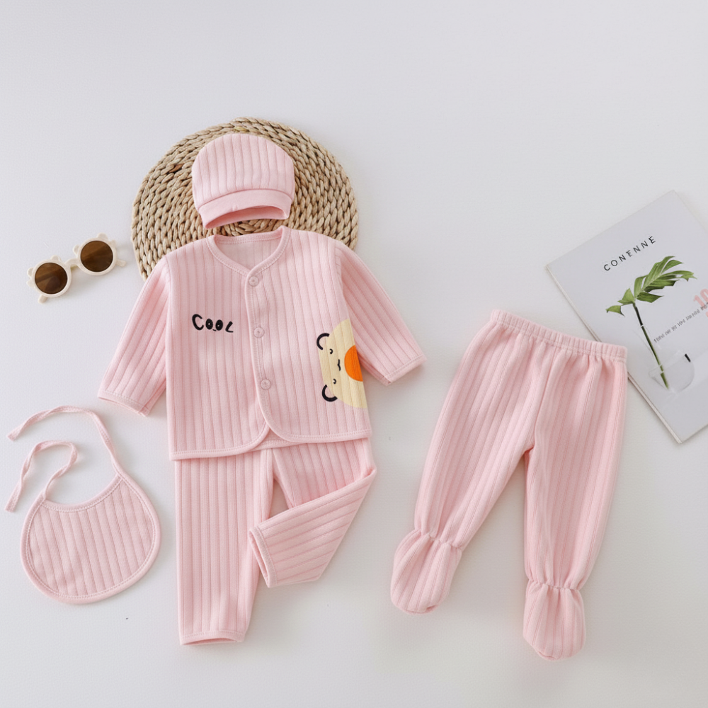 Newborn Baby 5 Pcs Winter Starter Set – Warm & Soft Outfit for 0–4 Months