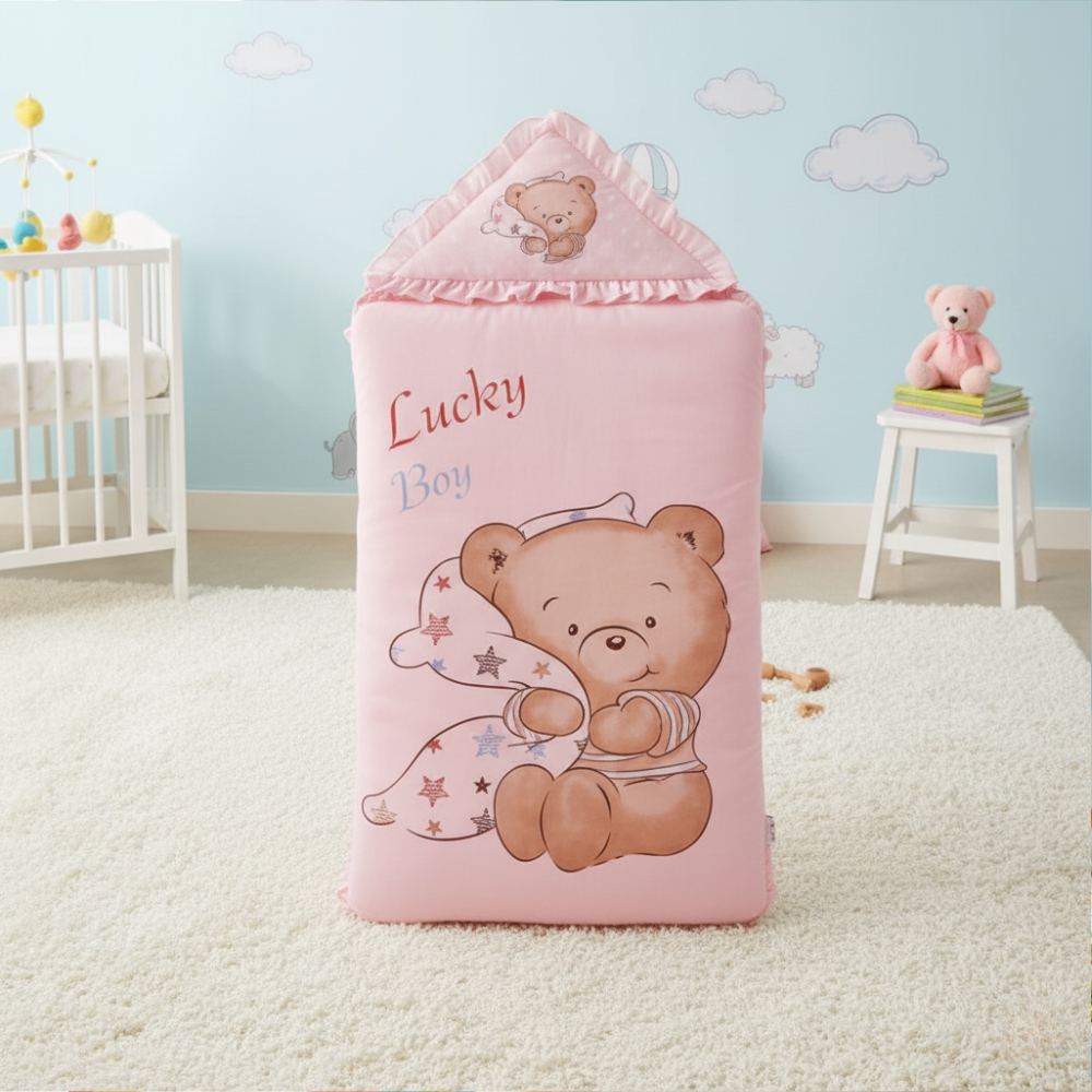 Imported Baby Cute Bear Warm and Soft Hooded Polyester filled Sleeping Carry Nest For 0-6 Months