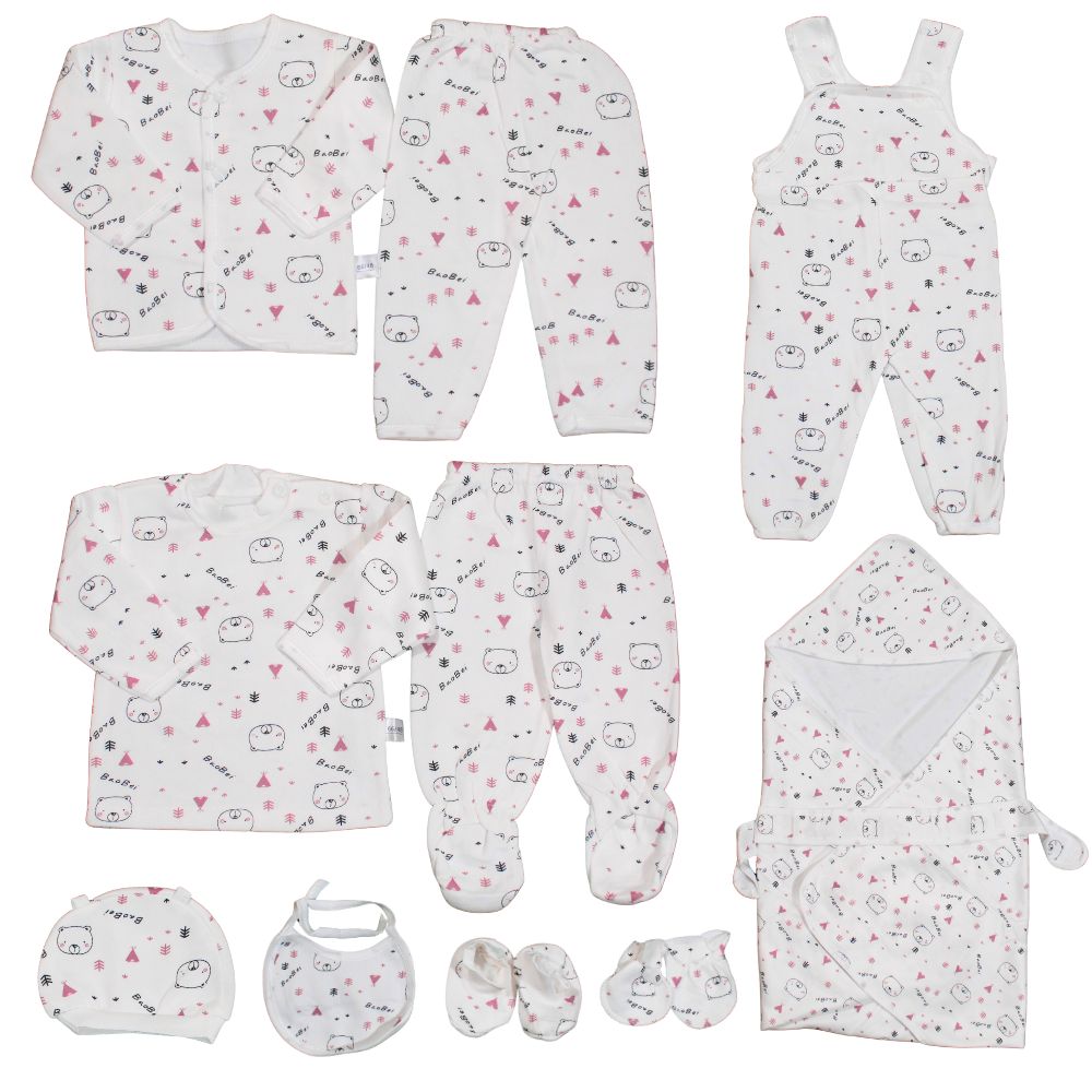 Imported Newborn Cute Bear Baby Set 11 Pcs Full Sleeves Winter Starter Set for 0-6 Months