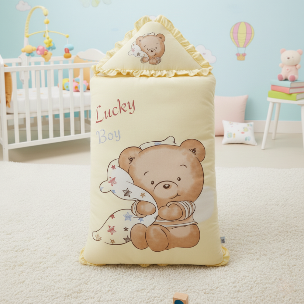 Imported Baby Cute Bear Warm and Soft Hooded Polyester filled Sleeping Carry Nest For 0-6 Months