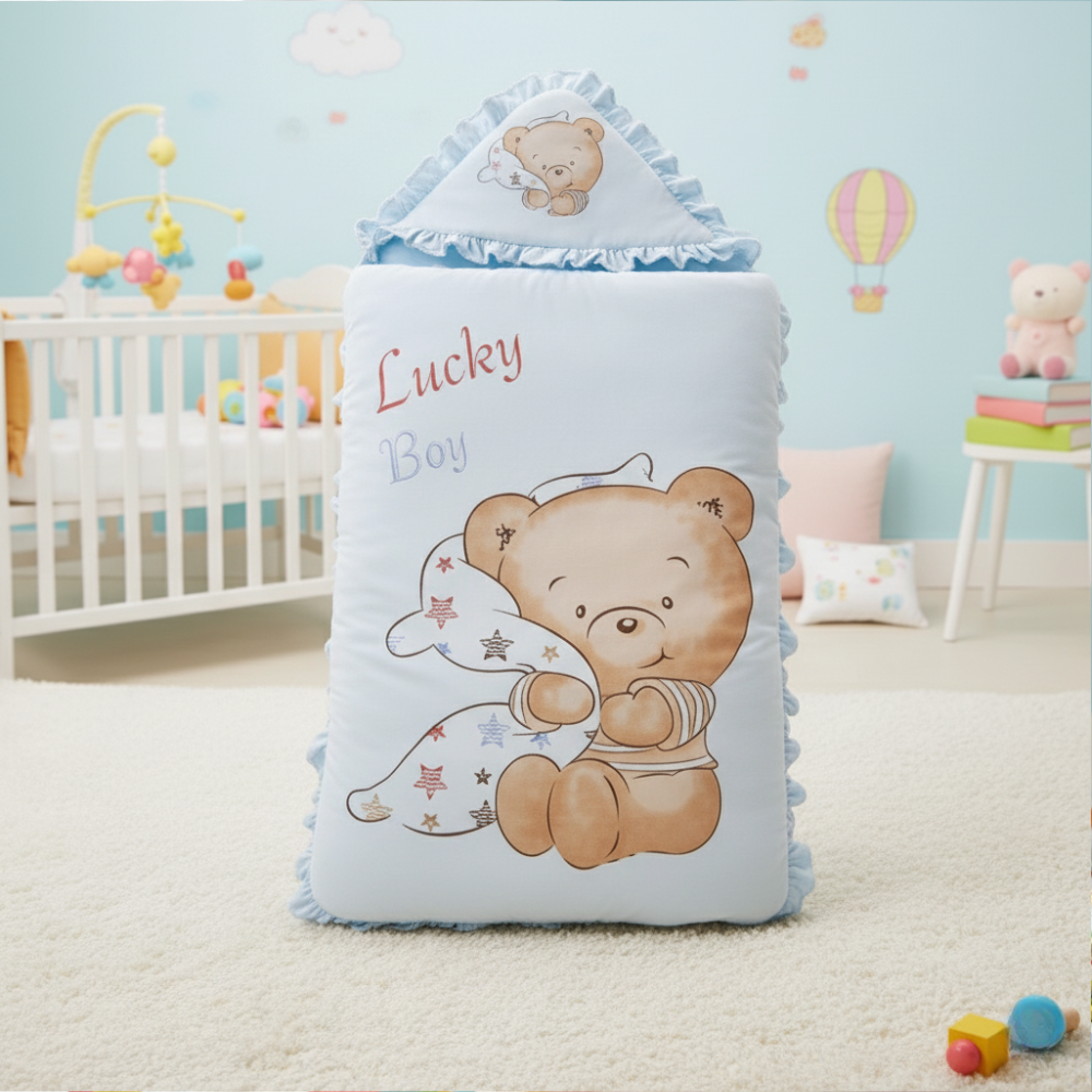 Imported Baby Cute Bear Warm and Soft Hooded Polyester filled Sleeping Carry Nest For 0-6 Months