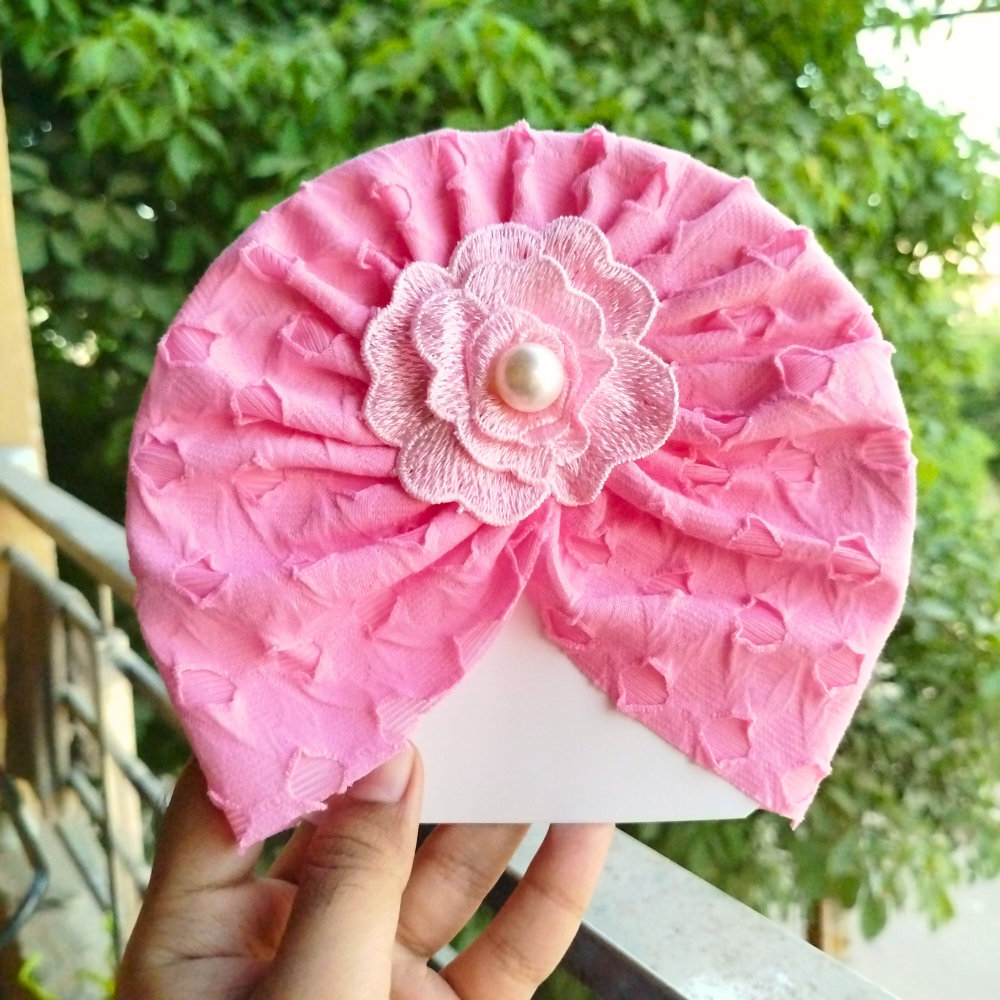 Imported 1 Pc Baby Kids Baby Summer Turban Super Soft Flower Pearl Children Hat for 0-3 Years