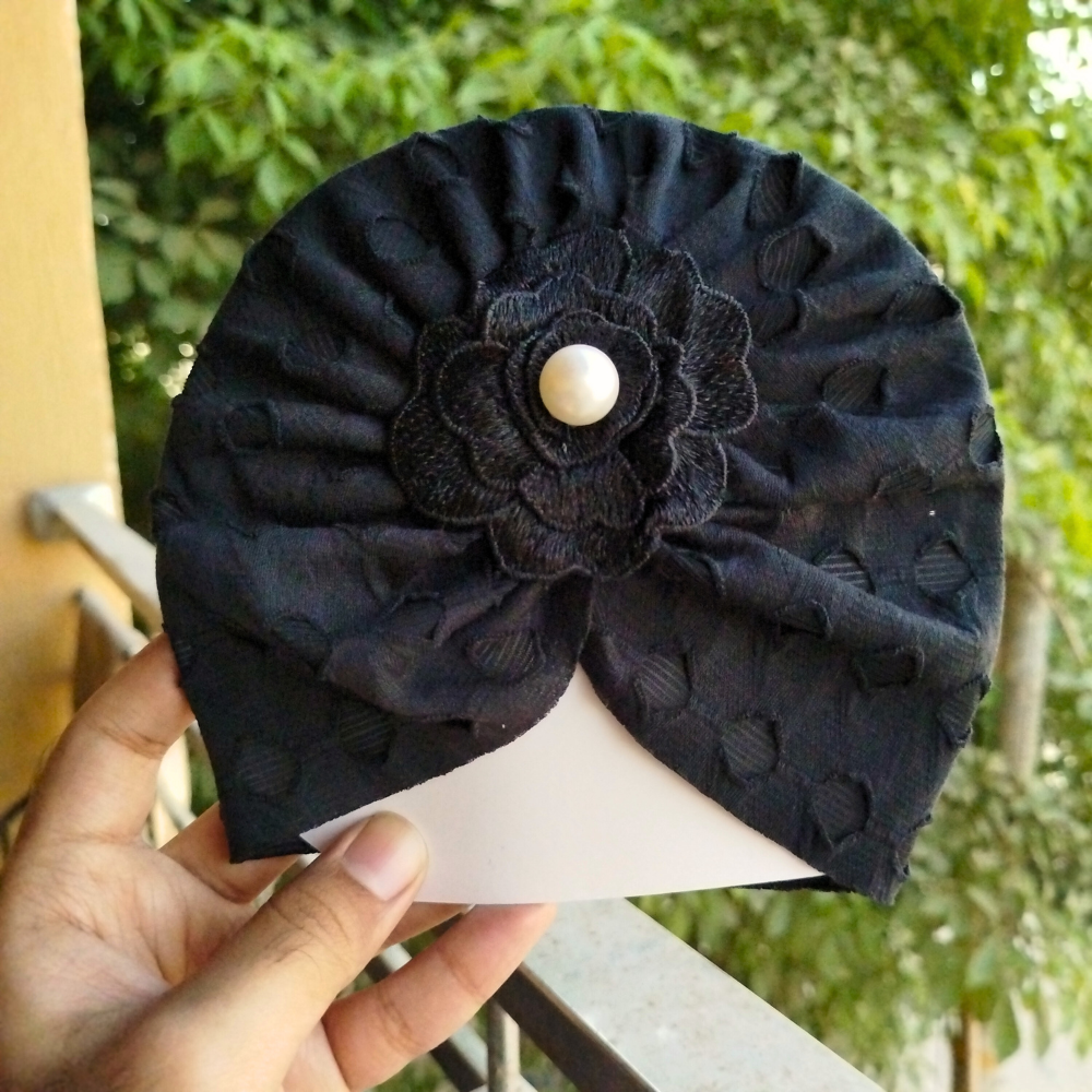 Imported 1 Pc Baby Kids Baby Summer Turban Super Soft Flower Pearl Children Hat for 0-3 Years