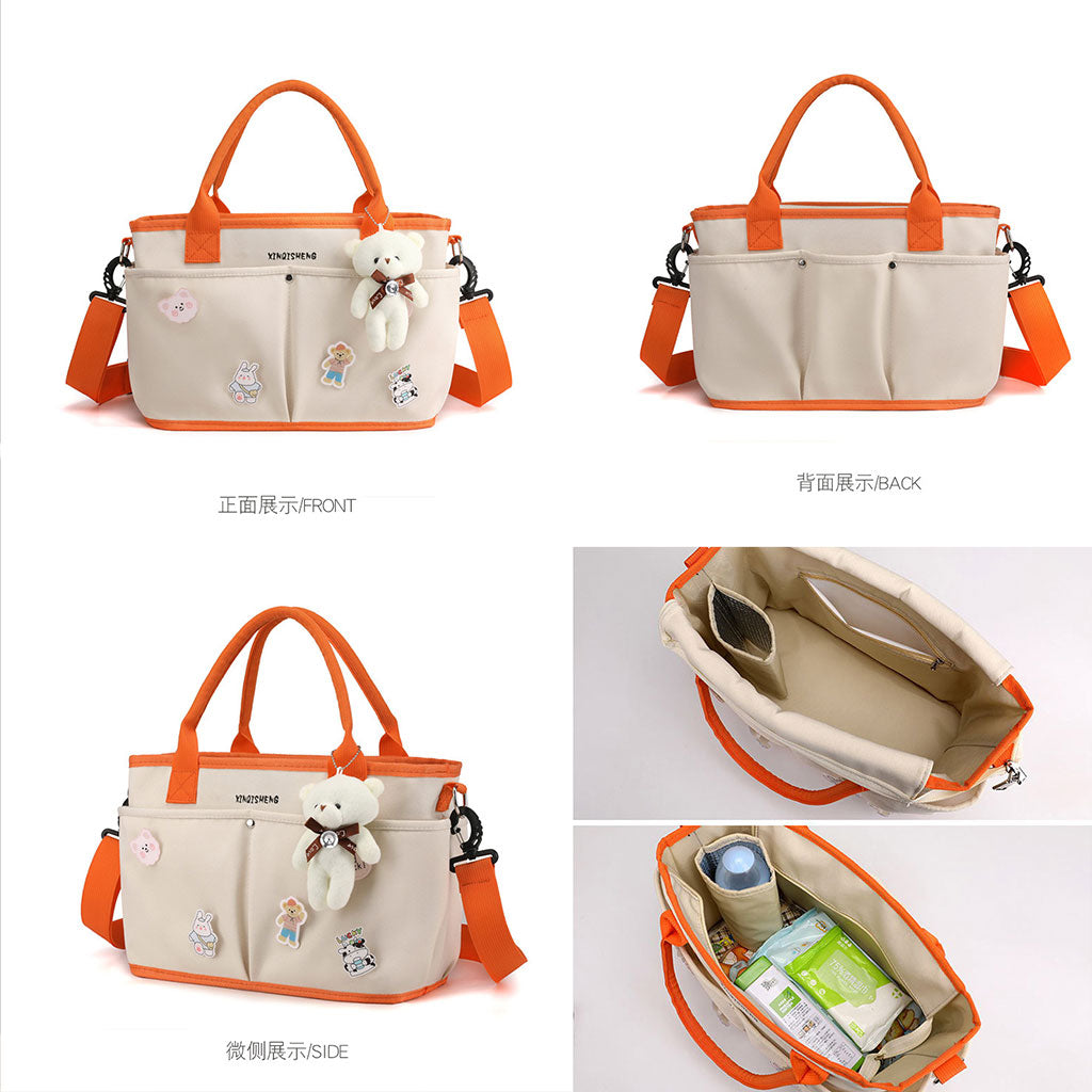 Imported Waterproof Mommy Diaper Bag with Cute Bear – Large Capacity Stroller Travel Bag
