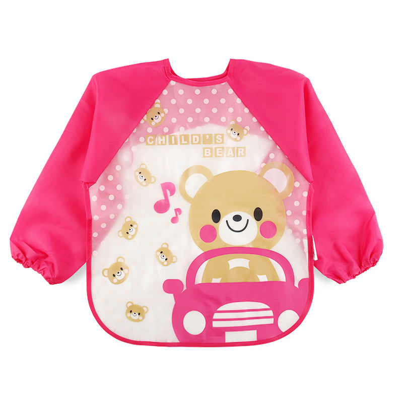 Imported Long Sleeve Waterproof Baby Feeding Children Plastic Apron Bib Toddler