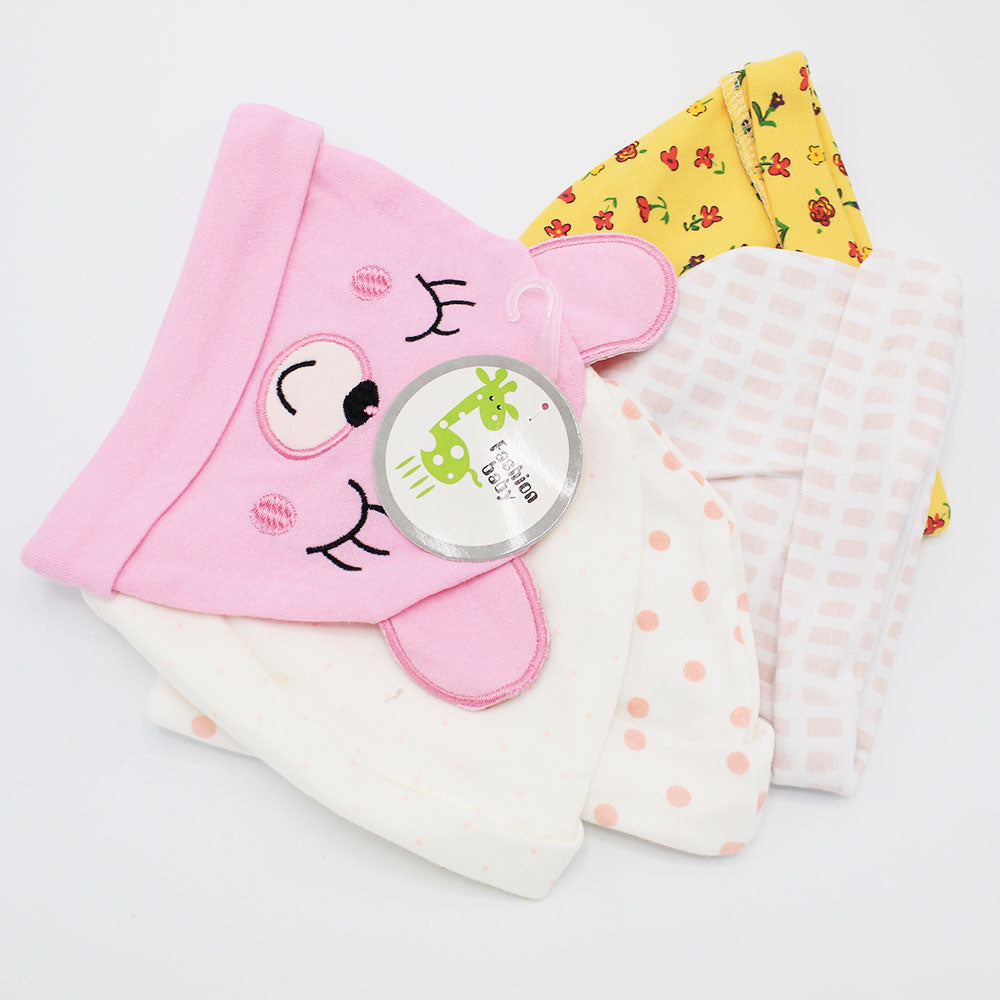 Imported Pack of 5 Baby Cute Character Blended Cotton Stuff Caps for 0-6 Months