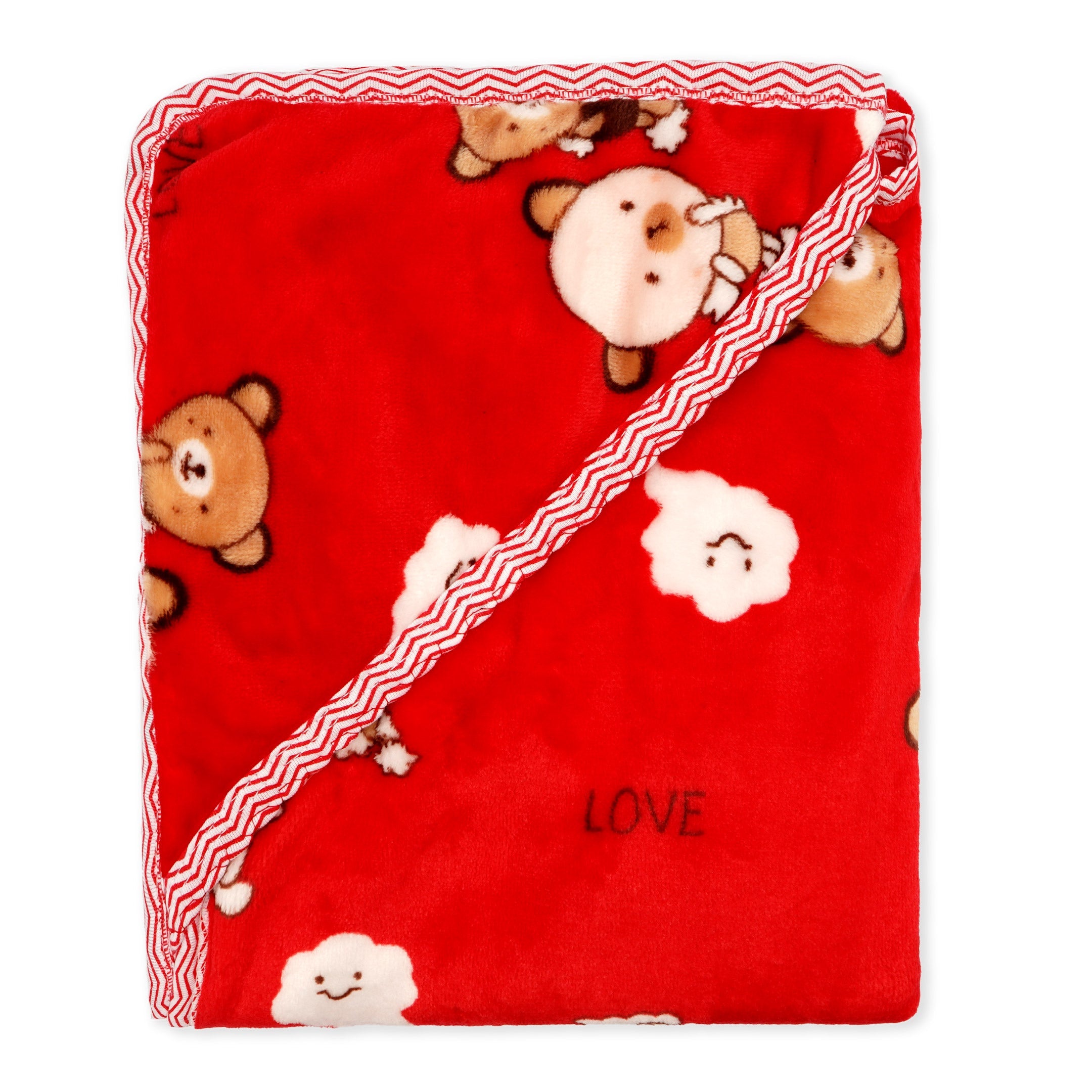 Imported Baby Cute Bear Super Soft Printed Baby AC Blanket Hooded Wrapping Sheet Comforter Quilt