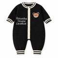 Imported Baby 3D Bear Rabbit Wool Winter Romper in Black for 0-12 Months