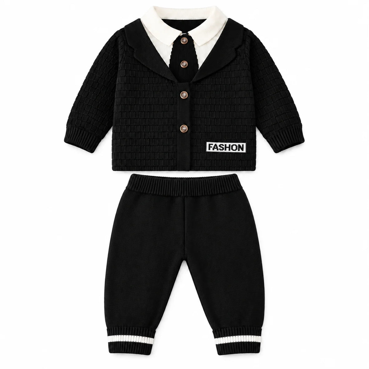 Imported Baby Boy Tuxedo Winter Dress in Black with Bowtie and Trousers for 6-24 Months