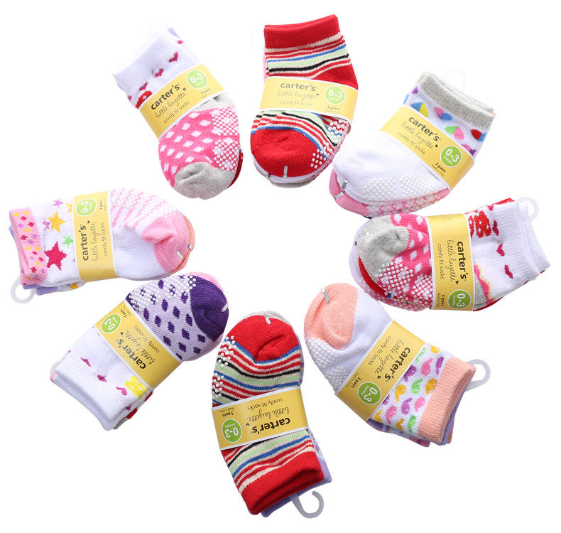 Imported Carters Newborn Baby 3 Pairs Socks for 0-6 Months