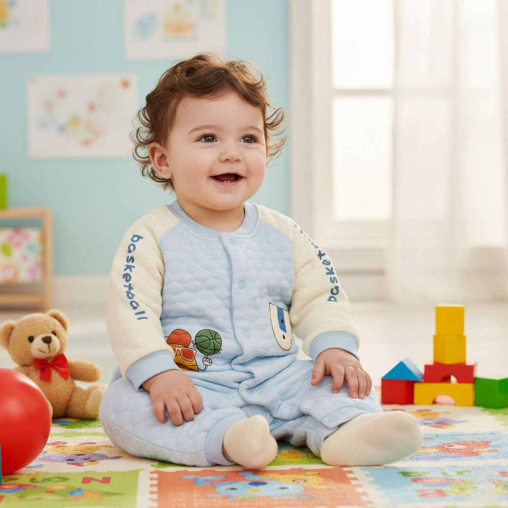 Imported Baby Winter Basketball Polyester Filled Warm Romper for 4 – 18 months