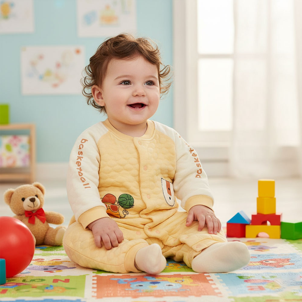 Imported Baby Winter Basketball Polyester Filled Warm Romper for 4 – 18 months