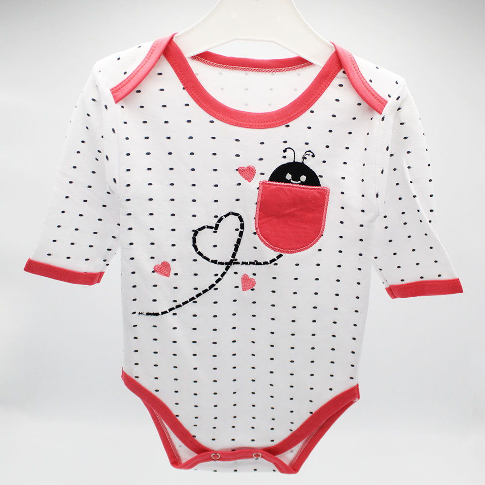 Imported Cute Ladybug Bodysuit Full Sleeves Onesie Romper for 0-9 Months