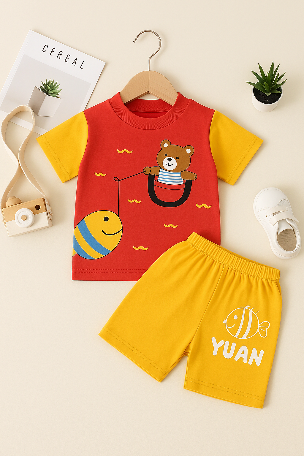 Baby Fishing Bear Dress for 3-9 Months