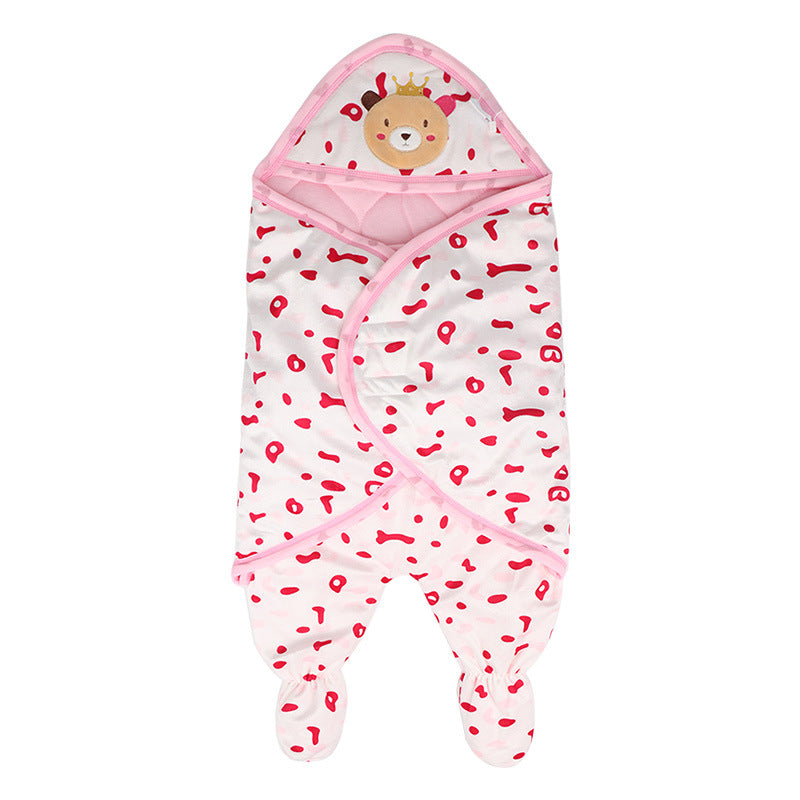 Imported Winter Cute Bear Baby Swaddle Blanket Sleeping Bag Swaddle Wrap with Legs Hood Receiving Blanket 0-6 Months