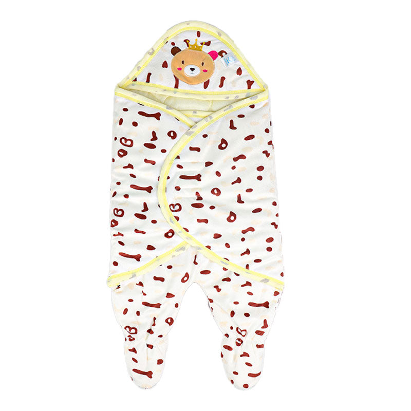 Imported Winter Cute Bear Baby Swaddle Blanket Sleeping Bag Swaddle Wrap with Legs Hood Receiving Blanket 0-6 Months