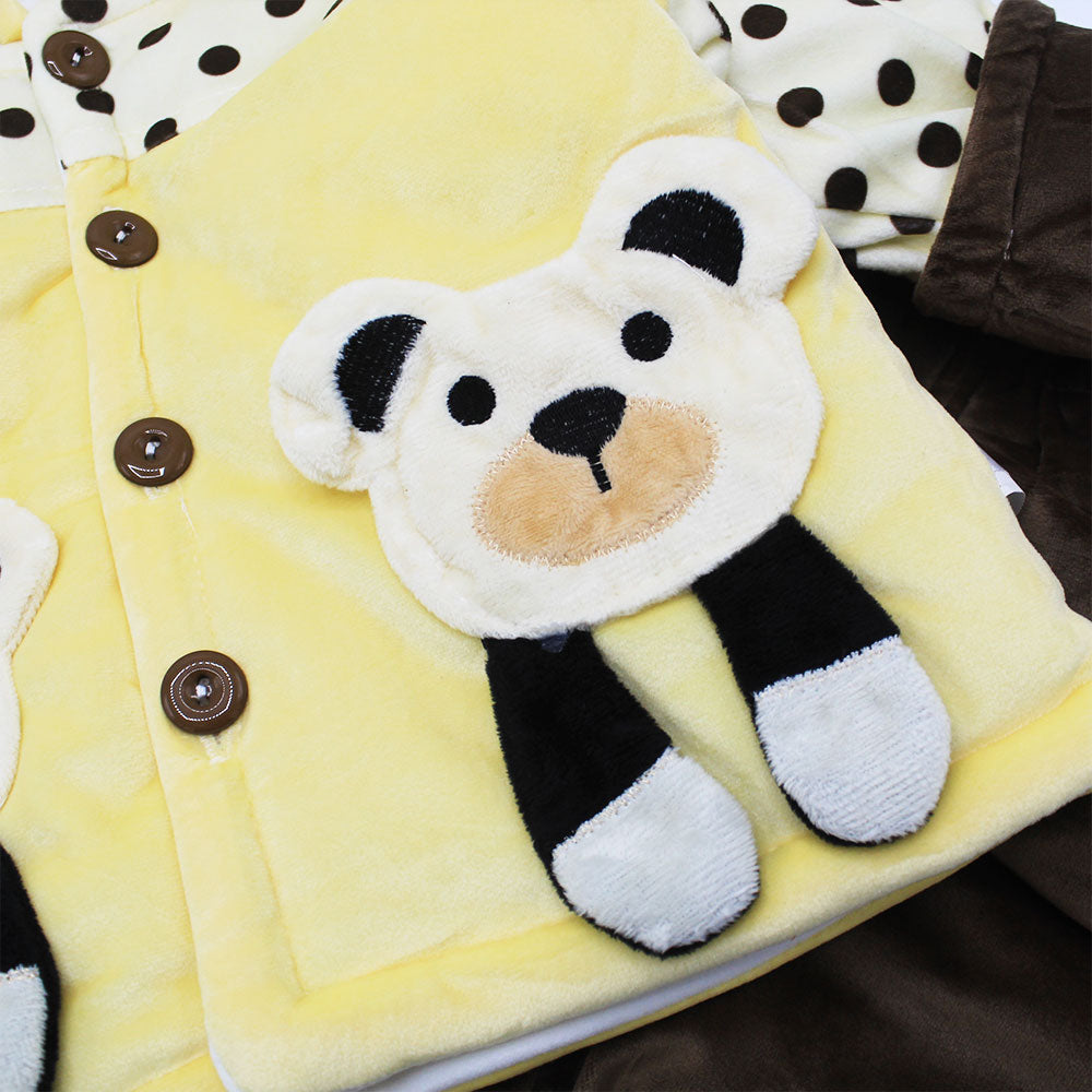 Imported Winter Baby Kids Cute 3D Teddy Bear Polyester Filled Hooded Warm Dress for 9-18 Months