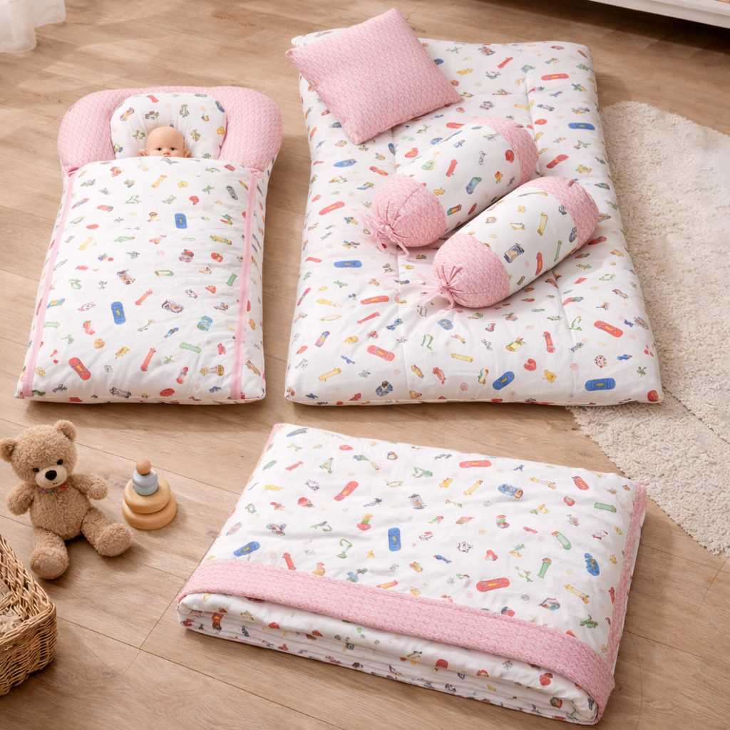 Soft & Cozy Baby Bedding Set - Pink (7-Piece)
