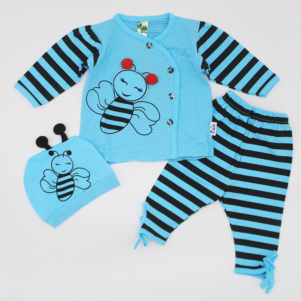 Baby Girl Full Sleeves Cute Bee Dress with Stylish Bee Cap for 0-3 Months
