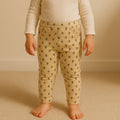Imported Baby Girl Leafy Printed Beige Cotton Pants for 9 Months - 3 Years